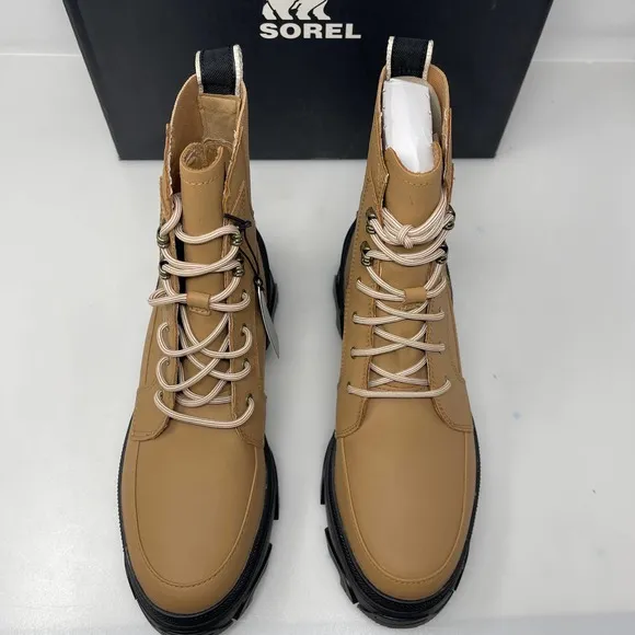 Sorel Brex Lace-Up Boots in Tawny Buff and Black Size‎ 9 M Retail $200 NEW