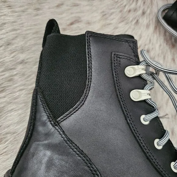 SOREL Brex™ Women's Waterproof Lace-Up Platform Boots in Black/Chalk NEW $180