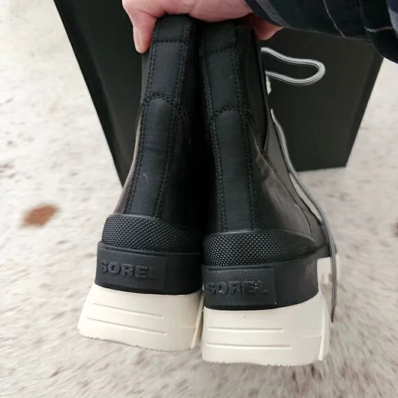 SOREL Brex™ Women's Waterproof Lace-Up Platform Boots in Black/Chalk NEW $180