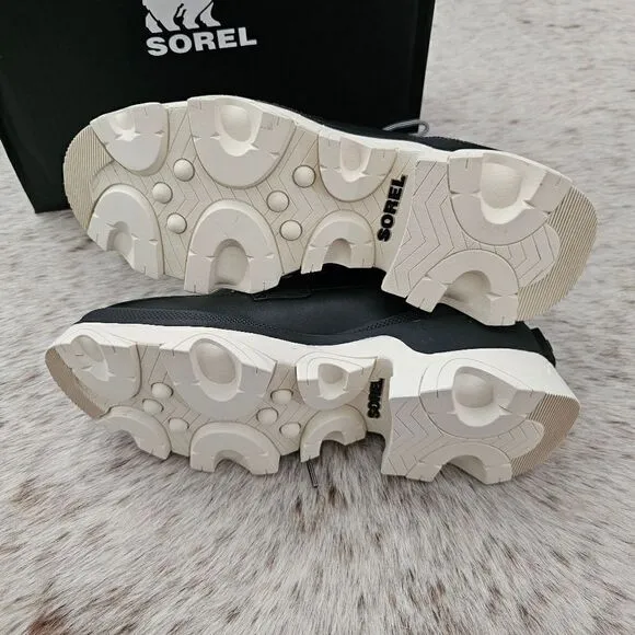 SOREL Brex™ Women's Waterproof Lace-Up Platform Boots in Black/Chalk NEW $180