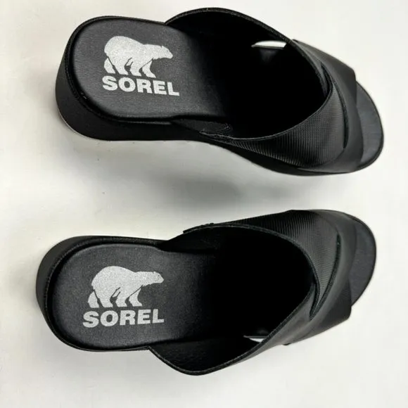 Sorel Cameron Flatform Mule Sandals Women‎ 7.5 EUC Comfortable Open Toe Black