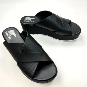 Sorel Cameron Flatform Mule Sandals Women‎ 7.5 EUC Comfortable Open Toe Black
