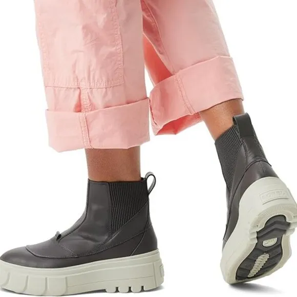 Sorel Caribou X Chelsea Boots Leather Booties Waterproof Jet Pixel Size 10 NEW