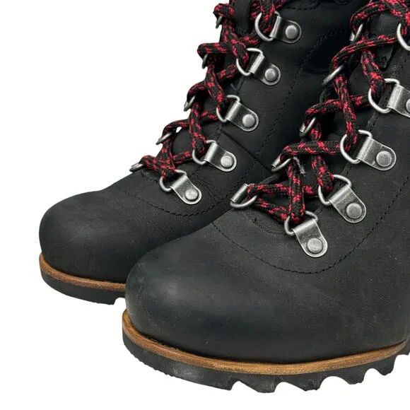 Sorel Conquest Wedge Boots Womens SZ 7.5 Black Hiking Comfort Outdoor Waterproof