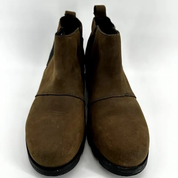 Sorel Emelie Chelsea Boots Waterproof Slip On Leather Outdoor Brown US 8.5