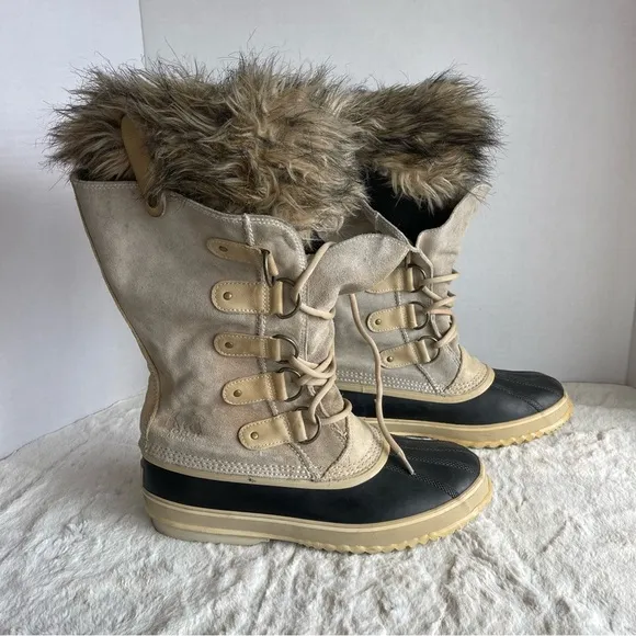 SOREL EUC JOAN OF ARCTIC Winter Snow Boots women Size 11 Color Cream