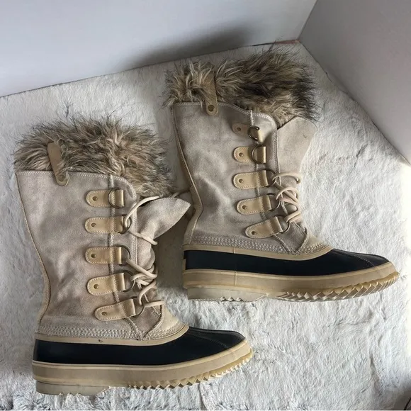 SOREL EUC JOAN OF ARCTIC Winter Snow Boots women Size 11 Color Cream
