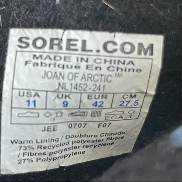 SOREL EUC JOAN OF ARCTIC Winter Snow Boots women Size 11 Color Cream
