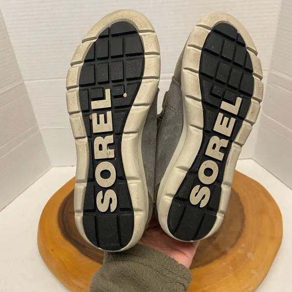 SOREL Fur Trimmed Grey Suede Lace Up Winter Outdoor Boots