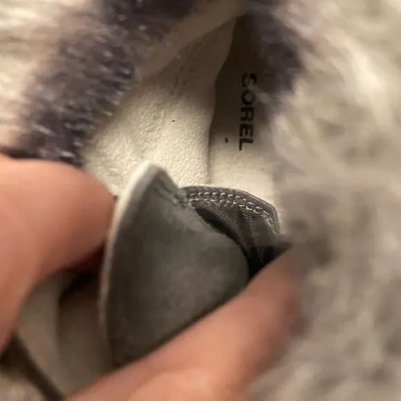 SOREL Fur Trimmed Grey Suede Lace Up Winter Outdoor Boots