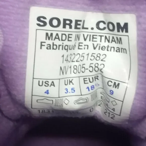 Sorel Girls size 4 Waterproof Felt Lined Snow Boots Purple Grey NV1805-582 NEW