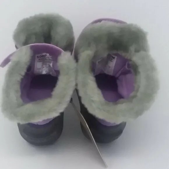 Sorel Girls size 4 Waterproof Felt Lined Snow Boots Purple Grey NV1805-582 NEW