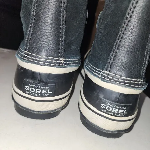 SOREL JOAN OF ARCTIC 8.5 Tall Lace Up Leather Outdoor Faux Fur Trim Duck Boots
