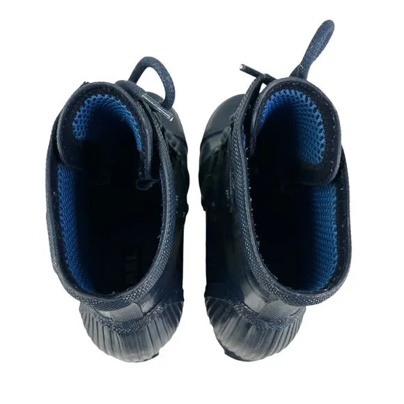 Sorel Joan of Arctic Wedge Rain Boots Waterproof Blue Glossy 9.5