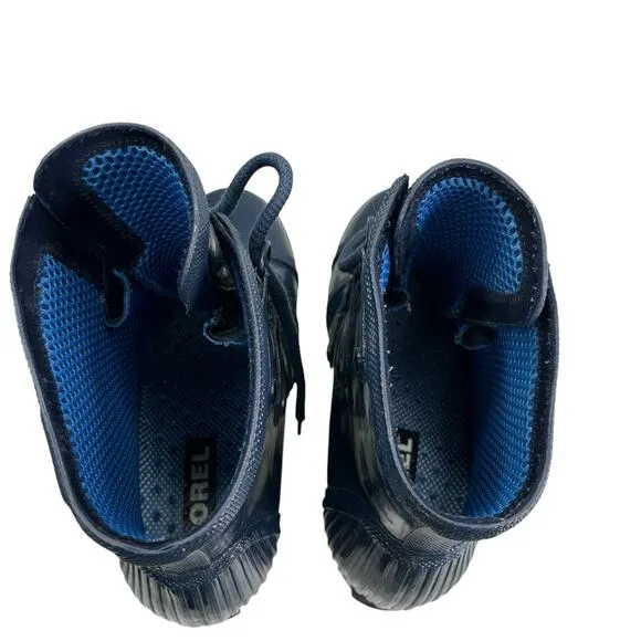 Sorel Joan of Arctic Wedge Rain Boots Waterproof Blue Glossy 9.5