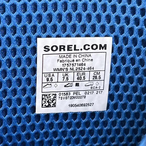 Sorel Joan of Arctic Wedge Rain Boots Waterproof Blue Glossy 9.5