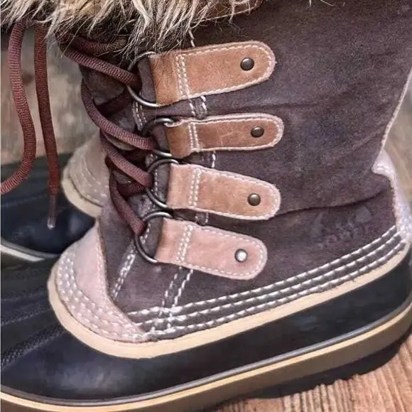 ☃️❄️Sorel Joan of Arctic Boots lined Winter Snow Faux Fur Lined Waterproof Brown