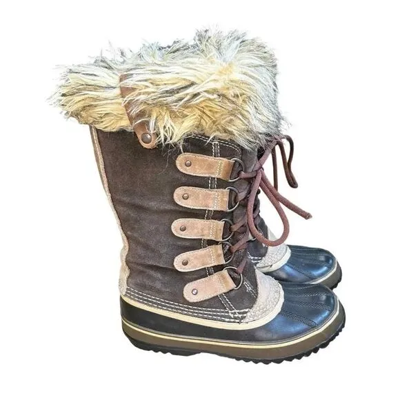 ☃️❄️Sorel Joan of Arctic Boots lined Winter Snow Faux Fur Lined Waterproof Brown