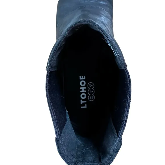 Sorel Lea Black Waterproof Leather Chelsea Hidden Wedge Short Boots Women's Sz 9