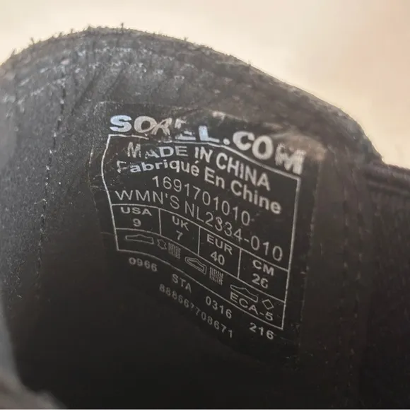 Sorel Lea Wedge Black Leather Waterproof Booties Size 9