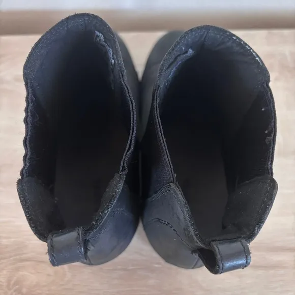 Sorel Lea Wedge Black Leather Waterproof Booties Size 9