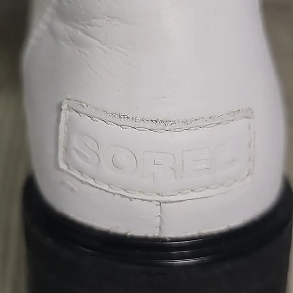Sorel Lennox Lace Up White Waterproof Leather Combat Boots Womens Size 10