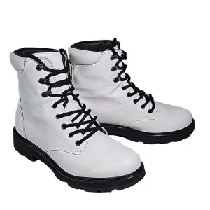 Sorel Lennox Lace Up White Waterproof Leather Combat Boots Womens Size 10