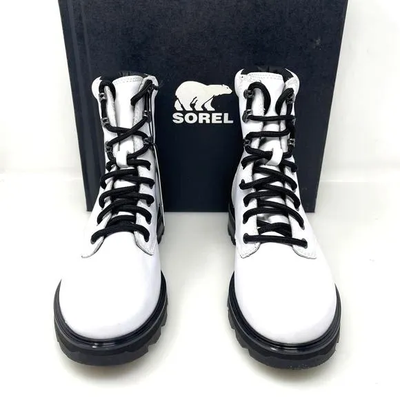 Sorel‎ Lennox Waterproof Lace-Up Boots White and Black Size 9 New Retail $190