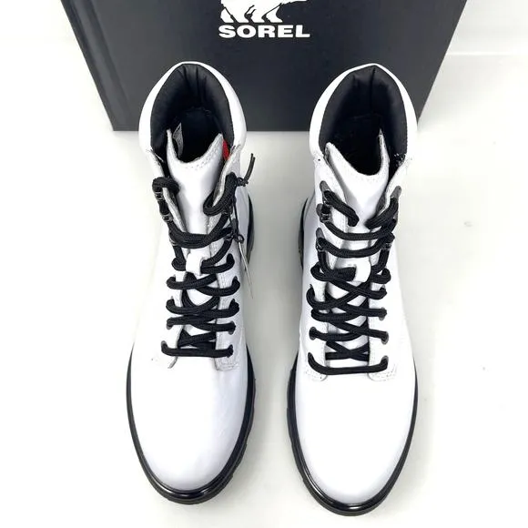 Sorel‎ Lennox Waterproof Lace-Up Boots White and Black Size 9 New Retail $190