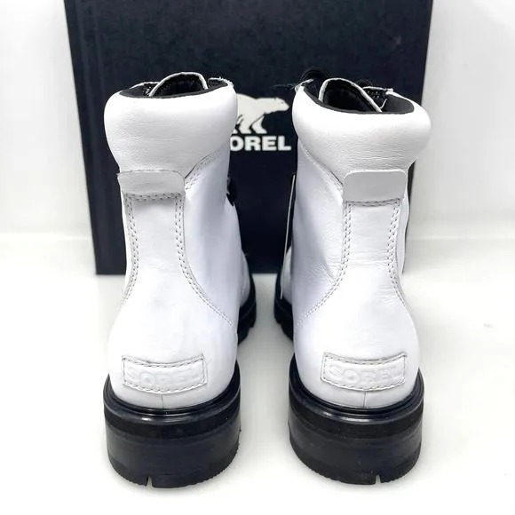 Sorel‎ Lennox Waterproof Lace-Up Boots White and Black Size 9 New Retail $190