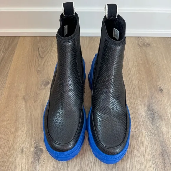 Sorel NEW Brex Chelsea Black Leather Mid Waterproof Ankle Boots Size 6.5 Colbalt