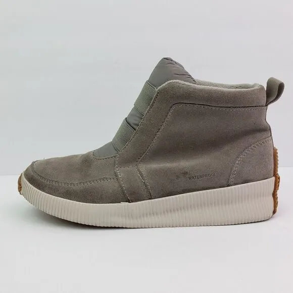 Sorel Out N About Plus Womens Size 8 Gray Suede Waterproof Winter Ankle Boots