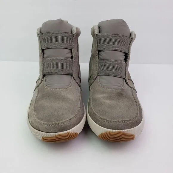 Sorel Out N About Plus Womens Size 8 Gray Suede Waterproof Winter Ankle Boots