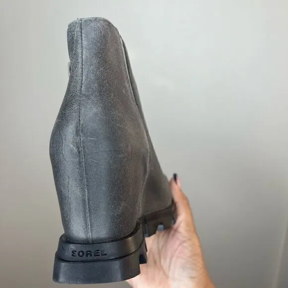 Sorel Quarry/Black Woman’s Joan of Arctic Leather Waterproof Wedge III Zip Boots