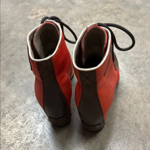 Sorel Red and Brown Lace Up Boots with Wedge Sole