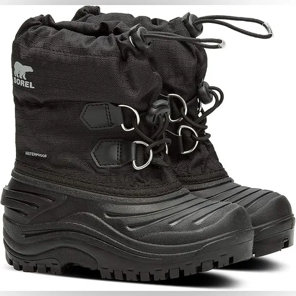 Sorel Super Trooper Black Winter Insulated Snow Boots Kids for Waterproof