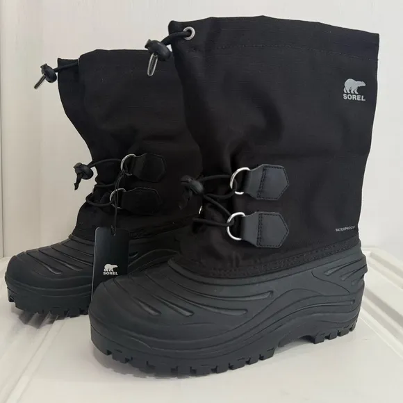 Sorel Super Trooper Black Winter Insulated Snow Boots Kids for Waterproof