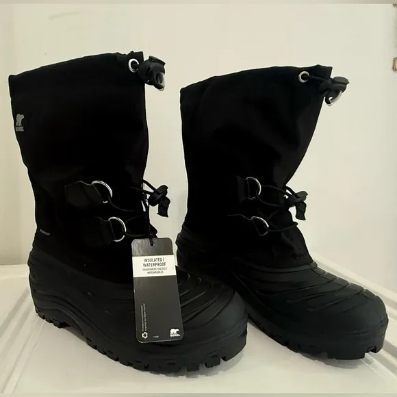 Sorel Super Trooper Black Winter Insulated Snow Boots Kids for Waterproof