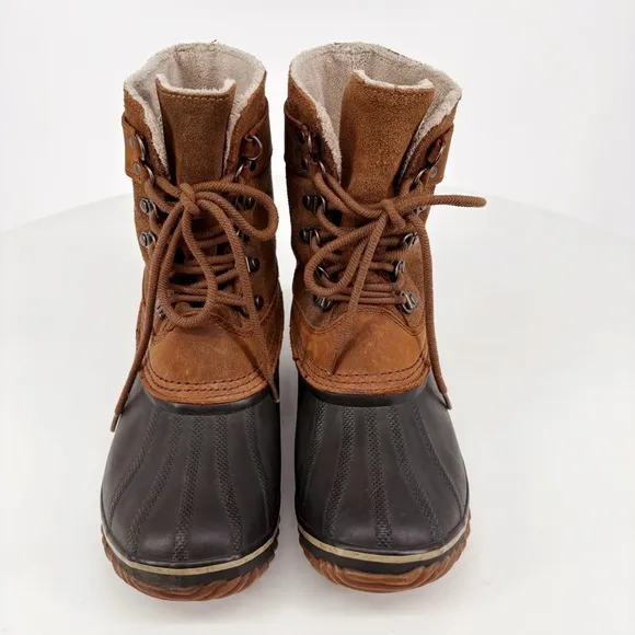 SOREL | Winter Fancy Lace-Up II Leather Duck Boots in Brown | Sz 9
