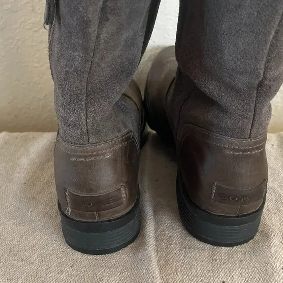 Sorel Woman's Outdoor Emelie 2 in 1 Fold -Over Leather Shearling Boots Sz 8.5