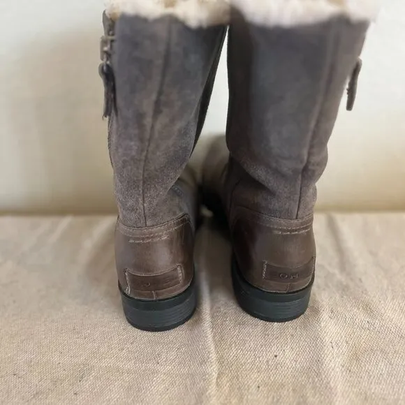 Sorel Woman's Outdoor Emelie 2 in 1 Fold -Over Leather Shearling Boots Sz 8.5