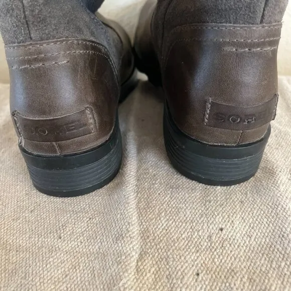 Sorel Woman's Outdoor Emelie 2 in 1 Fold -Over Leather Shearling Boots Sz 8.5