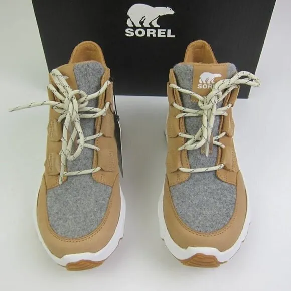 Sorel Womens 7 Sneaker Boot Waterproof Tan &amp; Grey Lace Up NEW IN BOX