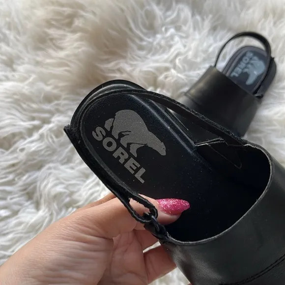 Sorel Women's Black Leather Sandals