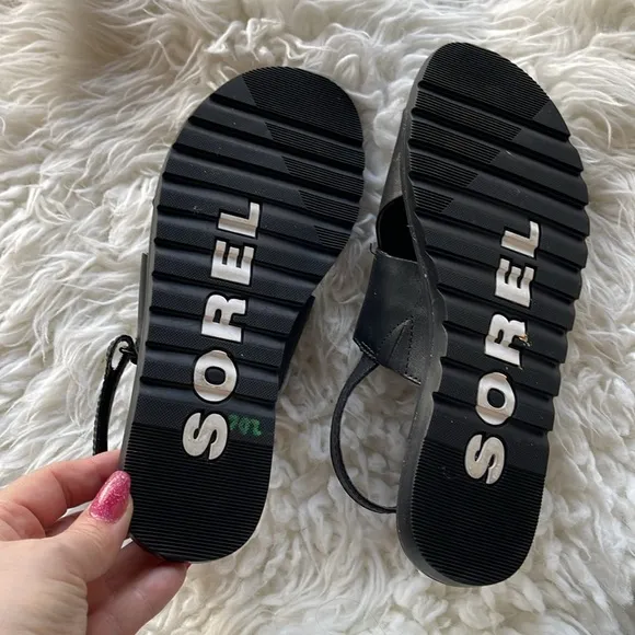 Sorel Women's Black Leather Sandals