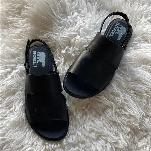 Sorel Women's Black Leather Sandals