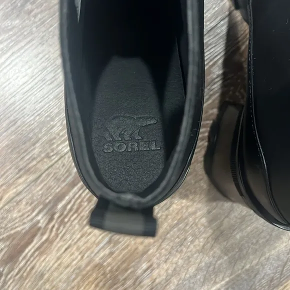 SOREL WOMEN'S BREX Black Platform Waterproof Leather Heel Zip Boots 🖤