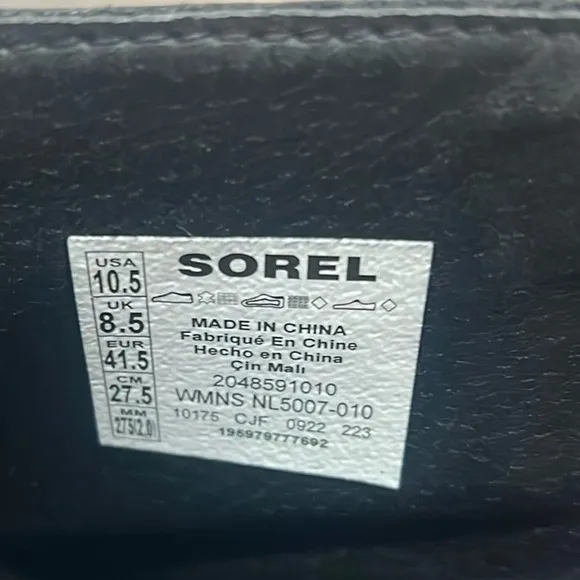 SOREL WOMEN'S BREX Black Platform Waterproof Leather Heel Zip Boots 🖤