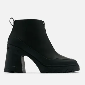 SOREL WOMEN'S BREX Black Platform Waterproof Leather Heel Zip Boots 🖤