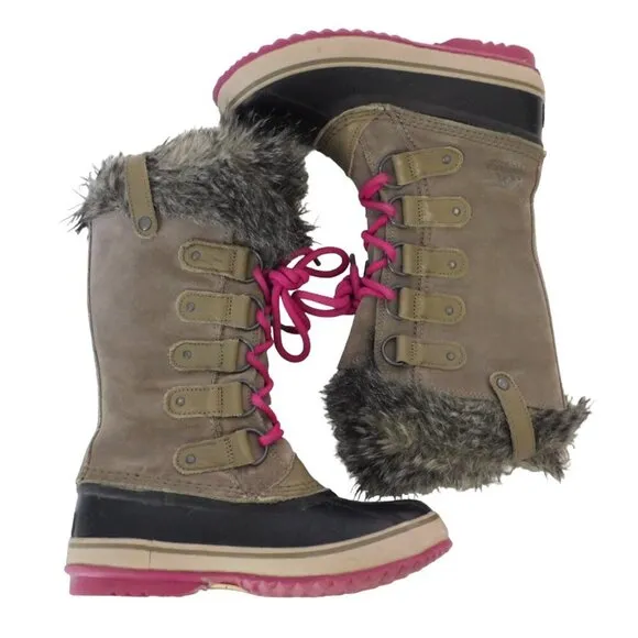 Sorel Women's Joan of Arctic Waterproof Snow Boots Gray PInk Size 6